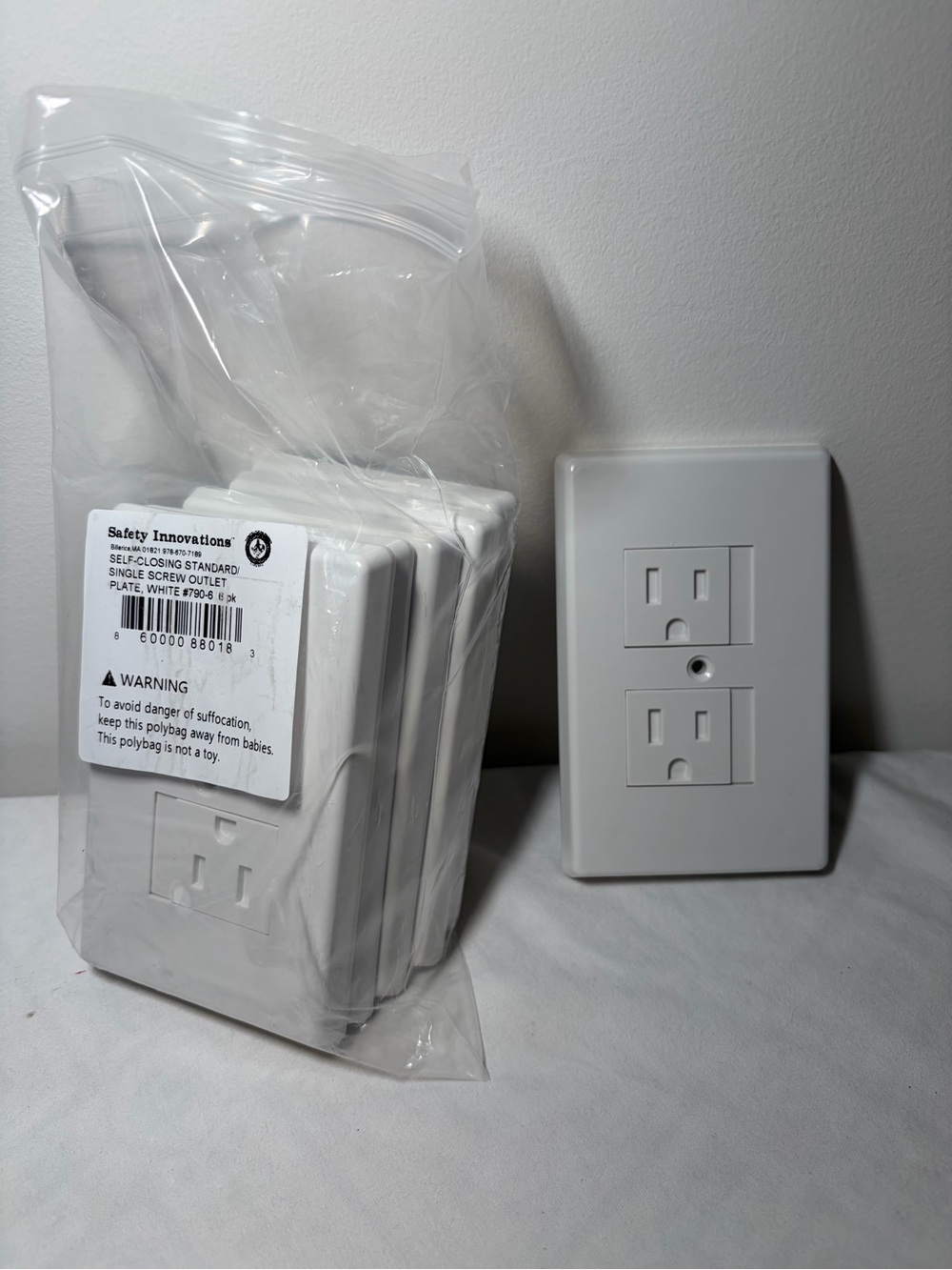 White Duplex Sliding Outlet Wall Plate Cover - Pack of 6
